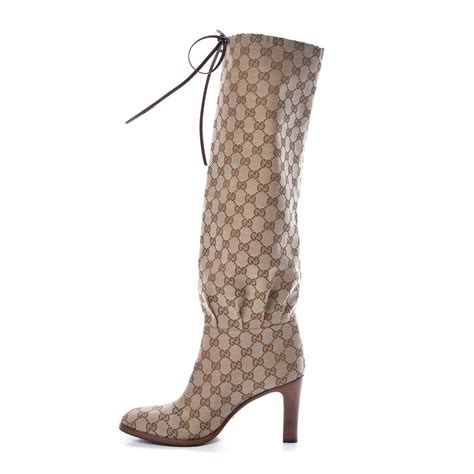 gucci monogram over the knee boots|gucci high heel boots.